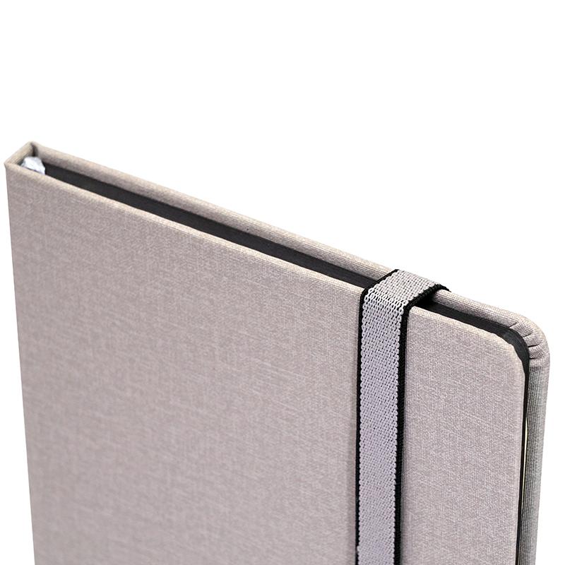 Custom Grey - Pu Leather Note Book With Elastic & Pen Holder